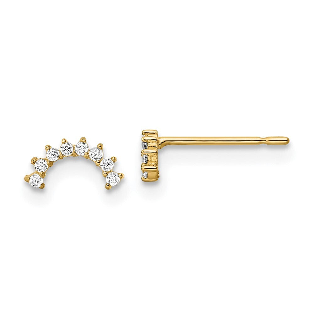 14k Yellow Gold Cubic Zirconia Stud Earrings Gift for Women