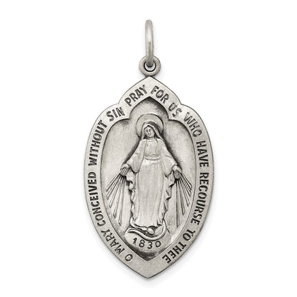 Sterling Silver Antiqued Miraculous Medal Pendant Holiday Gift for Women