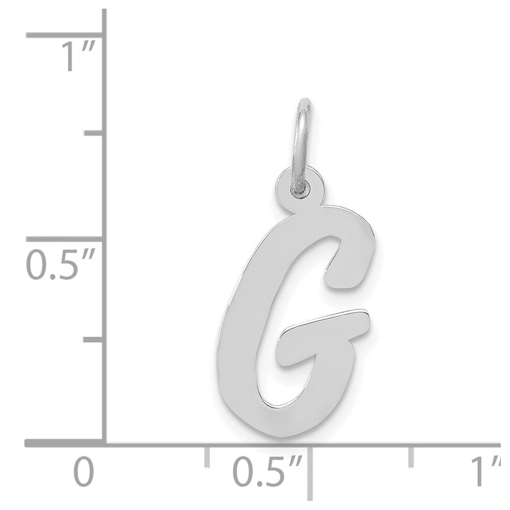 14k White Gold Medium Script Letter G Initial Charm Pendant for Women