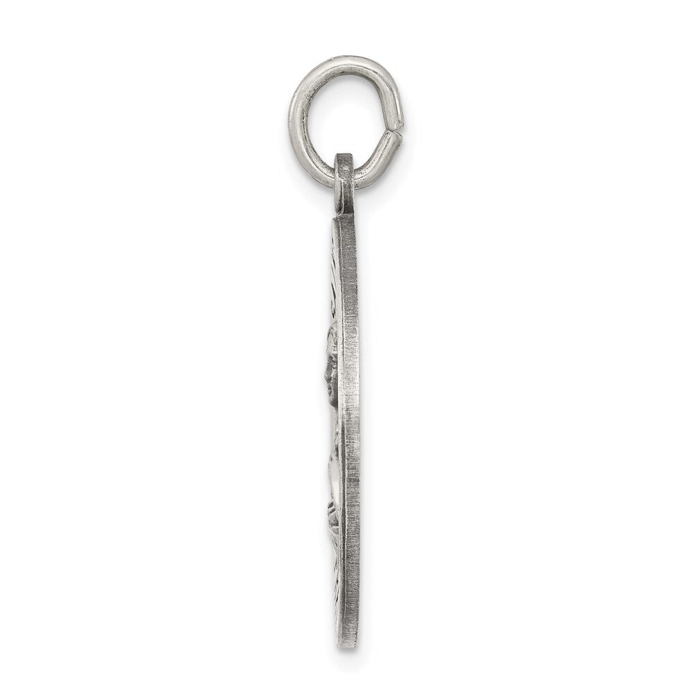 Sterling Silver Antiqued St. Theresa Medal Pendant