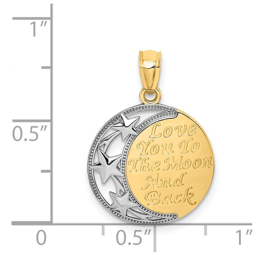 14k Yellow Gold  Rhodium LOVE YOU TO THE MOON AND BACK Pendant for Women