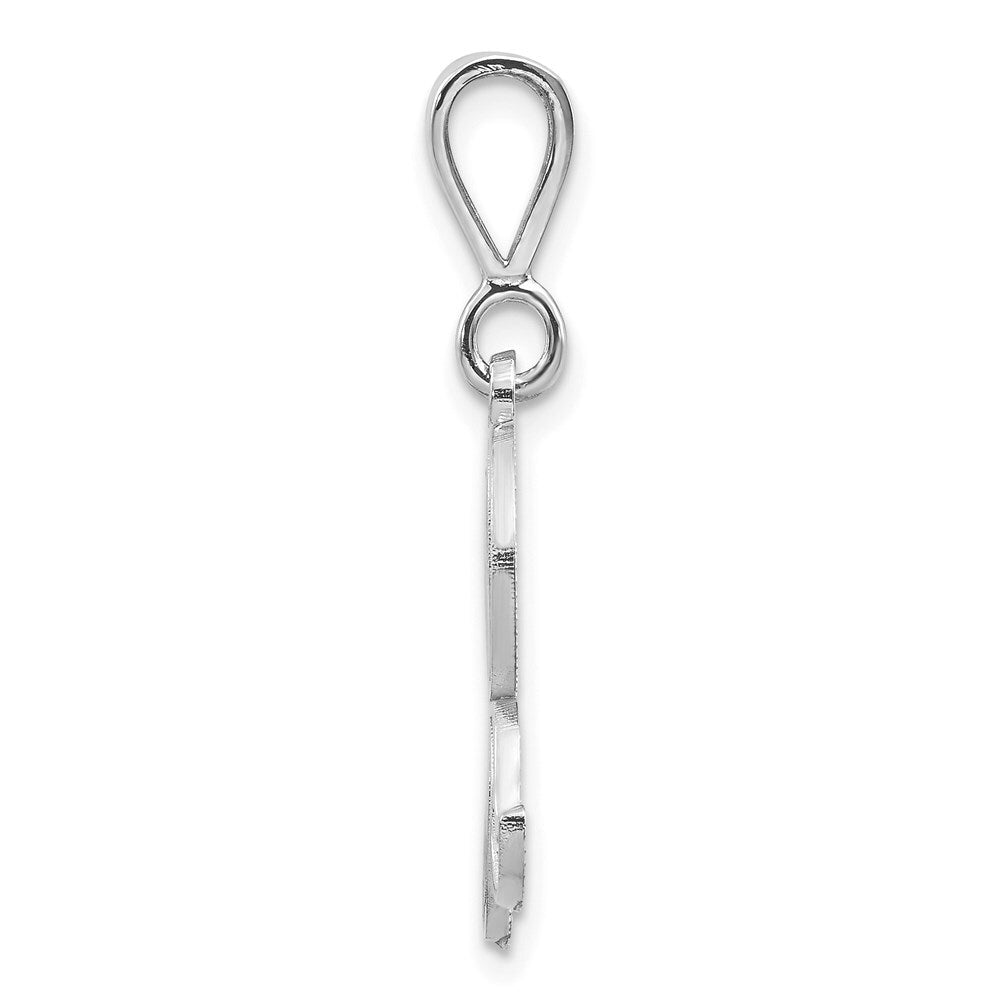 14k White Gold Solid Polished Script Filigree Letter R Initial Pendant for Women