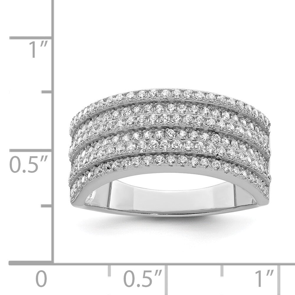 Sterling Silver Rhodium-plated Cubic Zirconia Wide Band Ring Size 6