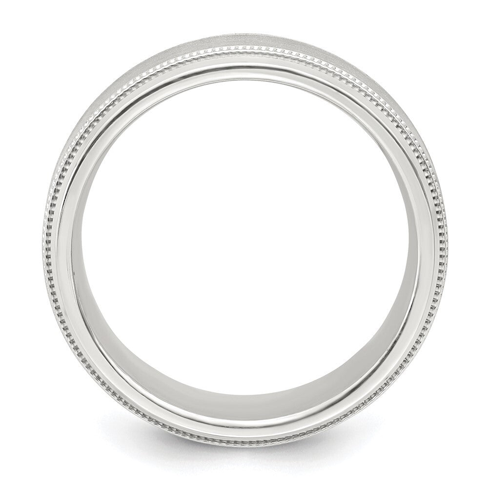 Sterling Silver 6mm Brushed Flat Milgrain Beveled Edge Fancy Band Size 8