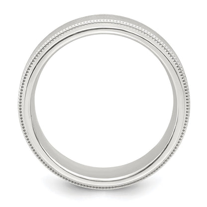 Sterling Silver 6mm Brushed Flat Milgrain Beveled Edge Fancy Band Size 8