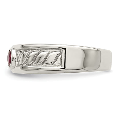 Sterling Silver Rhodium-plated Men's Ruby Ring Size 10