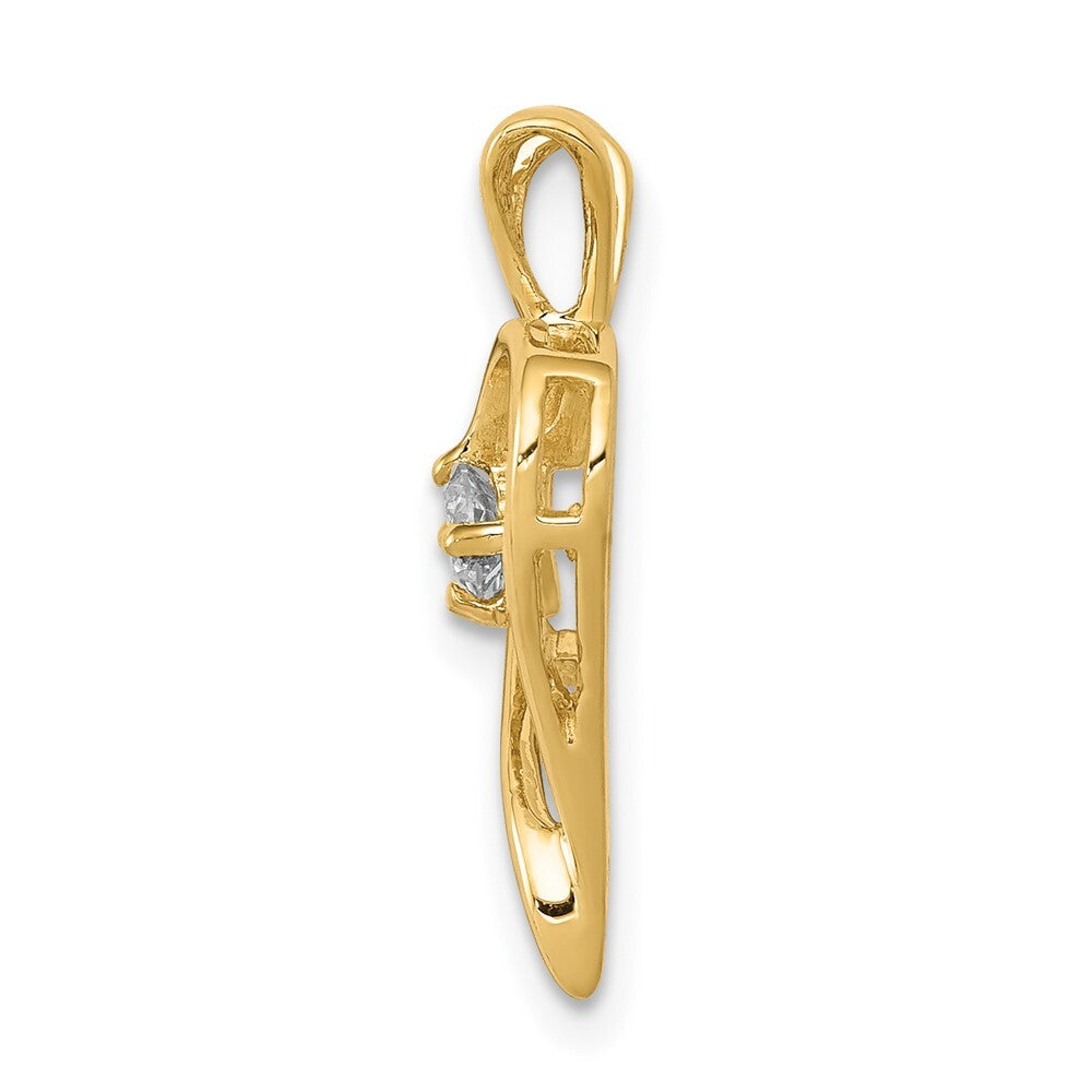 14k Yellow Gold AA 1/10ct. Diamond Heart Pendant for Women