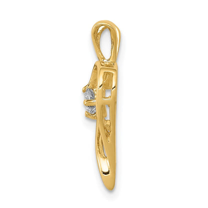 14k Yellow Gold AA 1/10ct. Diamond Heart Pendant for Women