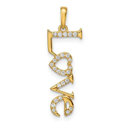 14k Yellow Gold Polished LOVE Diamond Pendant for Women