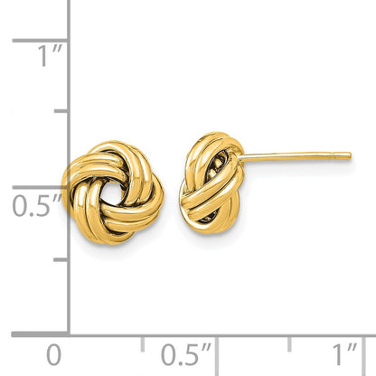 14k Yellow Gold Polished Double Love Knot Stud Earrings Gift for Women