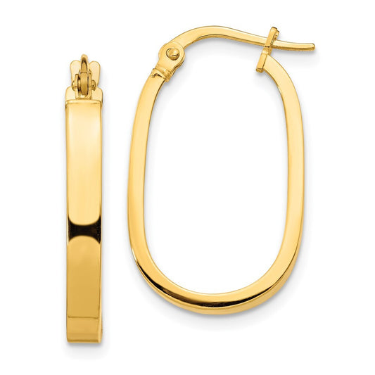 14k Yellow Gold 3x2mm Oval Hoop Earrings Gift for Women