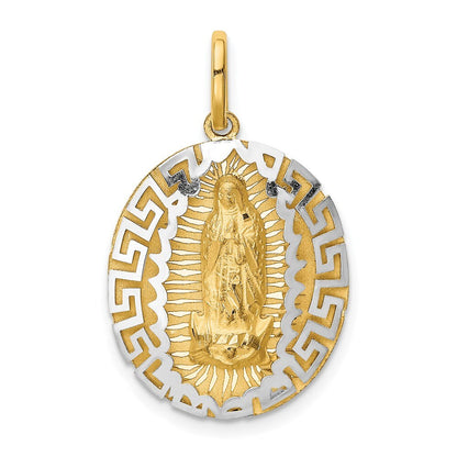 14k Two-tone Gold Our Lady Of Guadalupe Semi-solid Pendant for Women