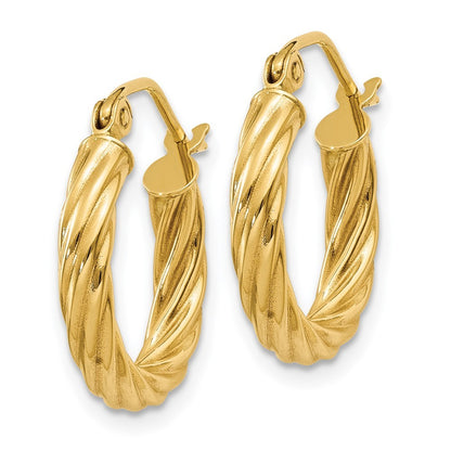 14k Yellow Gold Polished 2.75mm Twisted Hoop Earrings