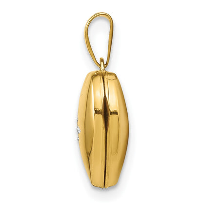 14k Yellow Gold with White Rhodium Diamond Star 12mm Heart Locket
