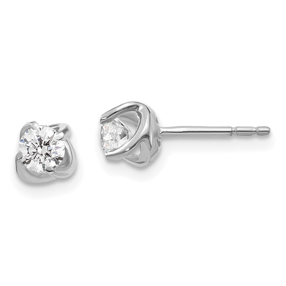14k White Gold Fancy Twist Diamond Stud Earrings