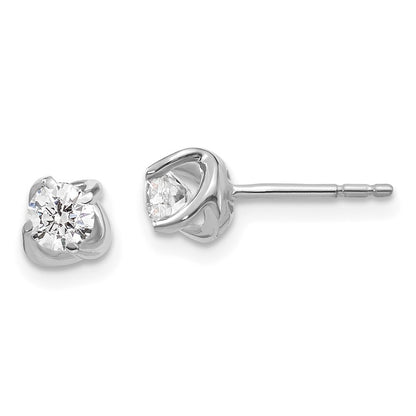 14k White Gold Fancy Twist Diamond Stud Earrings