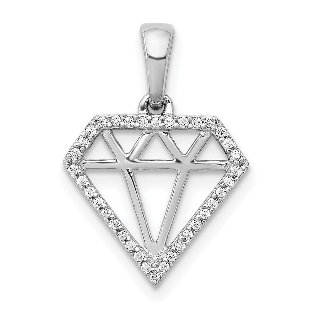 14k White Gold Diamond Gemstone-shape Pendant for Women