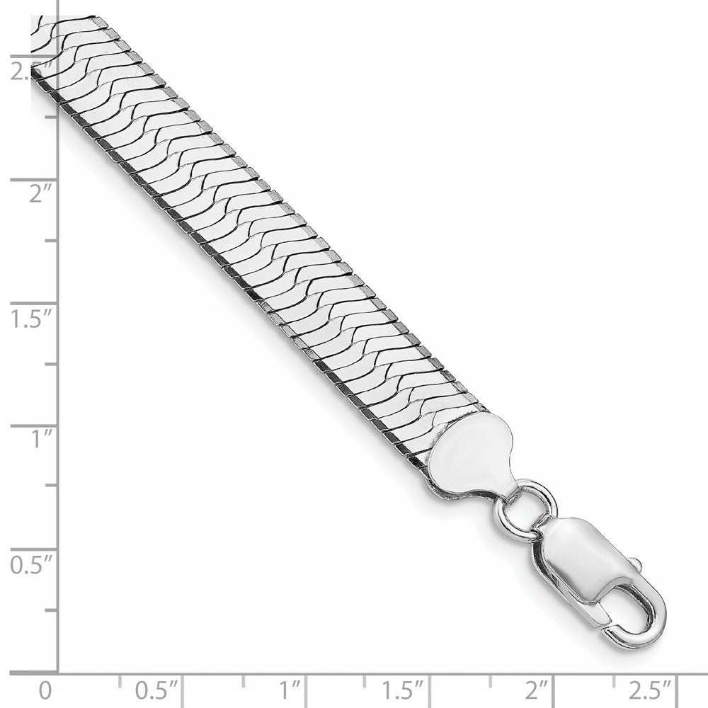 Sterling Silver Rhodium-plated 8.75mm Magic Herringbone Chain Bracelet