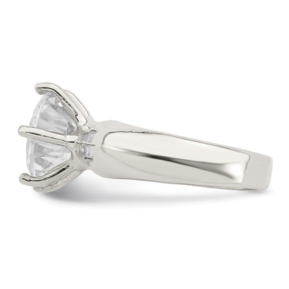 Sterling Silver Solitaire Round Cubic Zirconia Ring Size 8