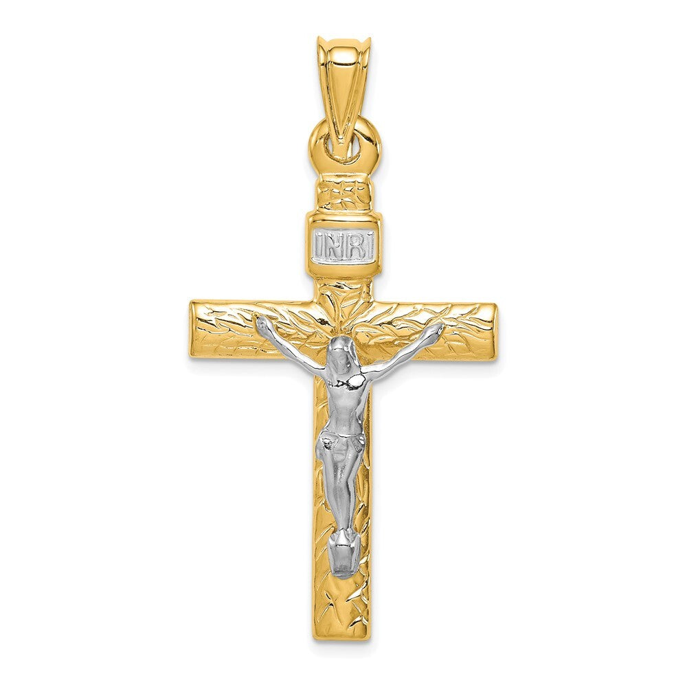 14k Two-tone Gold Rhodium Crucifix Pendant for Women