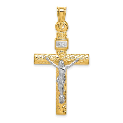 14k Two-tone Gold Rhodium Crucifix Pendant for Women