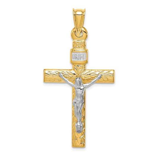 14k Two-tone Gold Rhodium Crucifix Pendant for Women