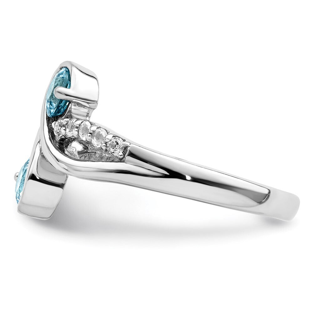 Sterling Silver Rhod-plated .8t.w. LSBT/White Topaz Swirl Ring Size 6