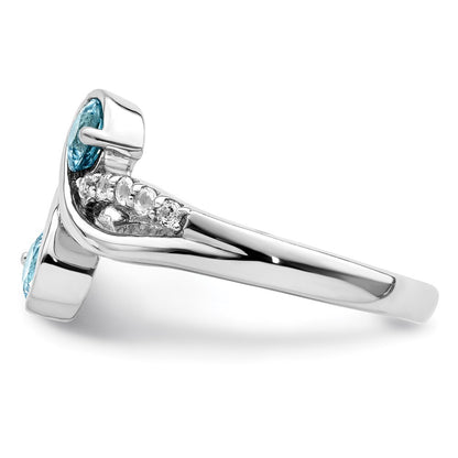 Sterling Silver Rhod-plated .8t.w. LSBT/White Topaz Swirl Ring Size 6