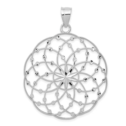 14k White Gold Diamond Cut Sphere Pendant for Women