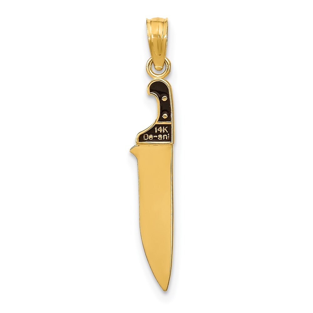 14k Yellow Gold Black Enamel 3-D Butcher Knife Charm