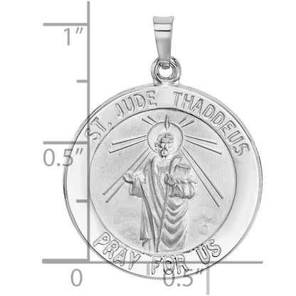 14k White Gold Saint Jude Medal Pendant