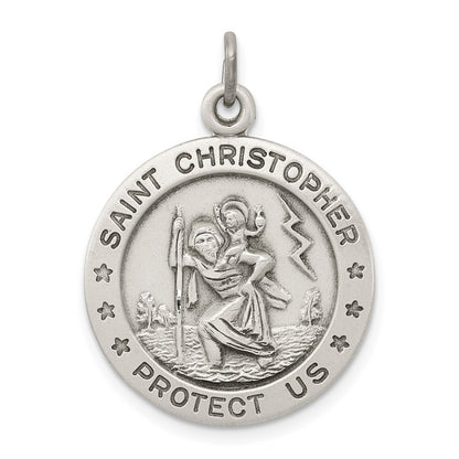 Sterling Silver Antiqued St. Christopher Medal Pendant