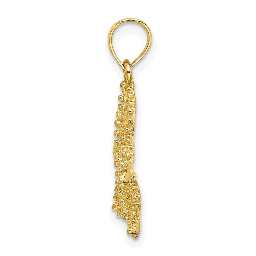 14k Yellow Gold Textured Starfish Charm Pendant for Women