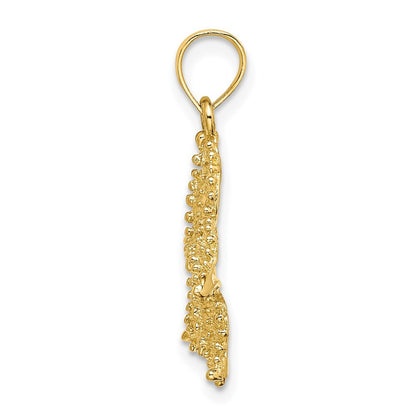 14k Yellow Gold Textured Starfish Charm Pendant for Women