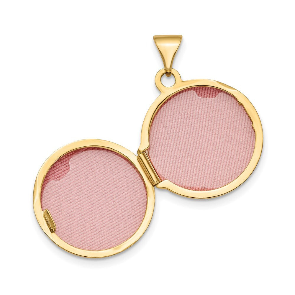 14k Yellow Gold Polished Domed 16mm Round Locket Pendant for Women