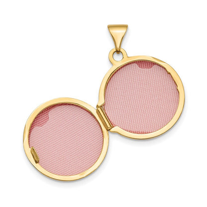 14k Yellow Gold Polished Domed 16mm Round Locket Pendant for Women