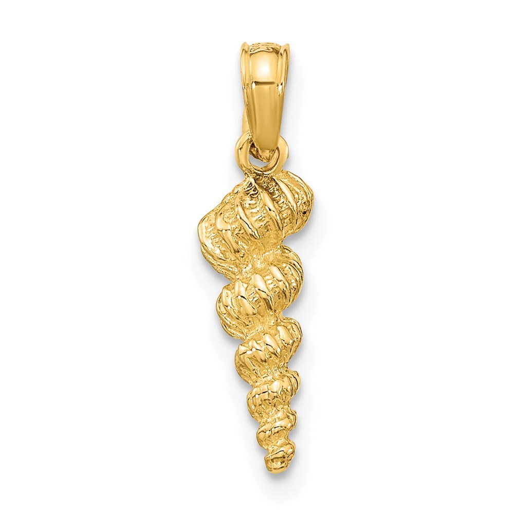 14k Yellow Gold 3-D Mini Common Wentletrap Shell Charm Pendant for Women