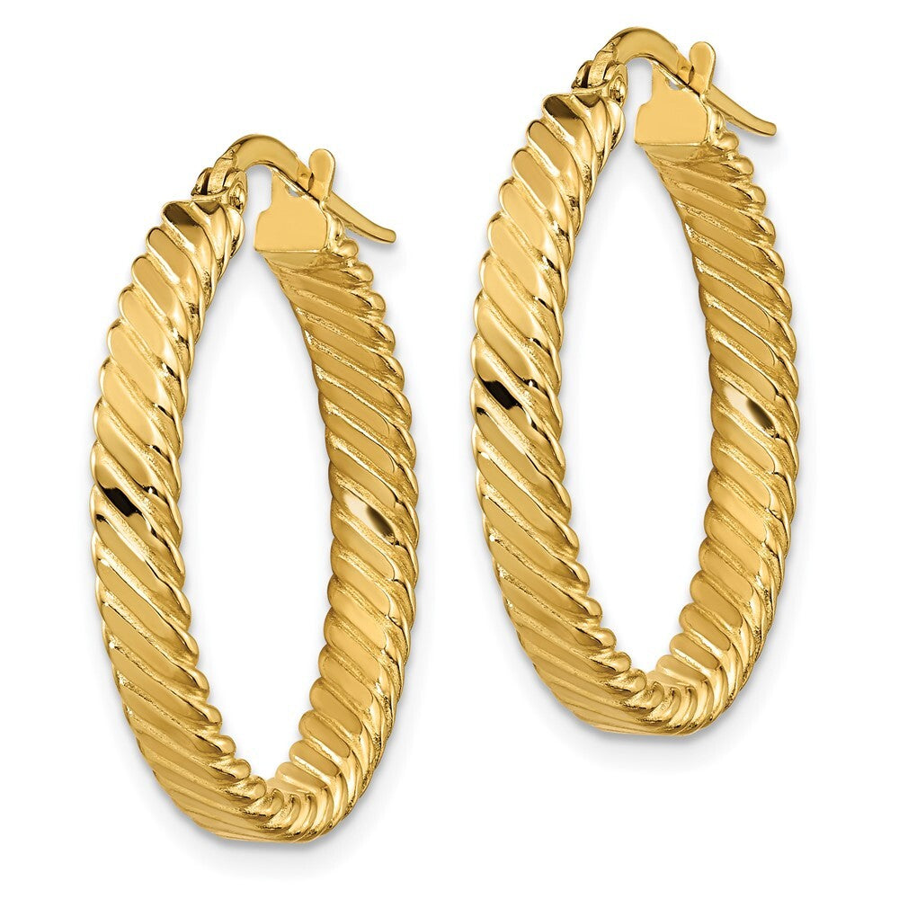 14k Yellow Gold 3.25mm Patterned Hoop Earrings