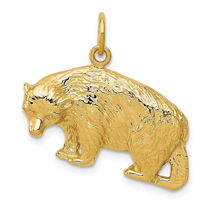 14k Yellow Gold Bear Charm Pendant for Women