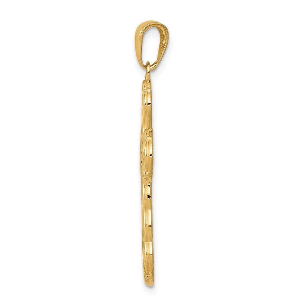 14k Yellow Gold Satin Crucifix Pendant