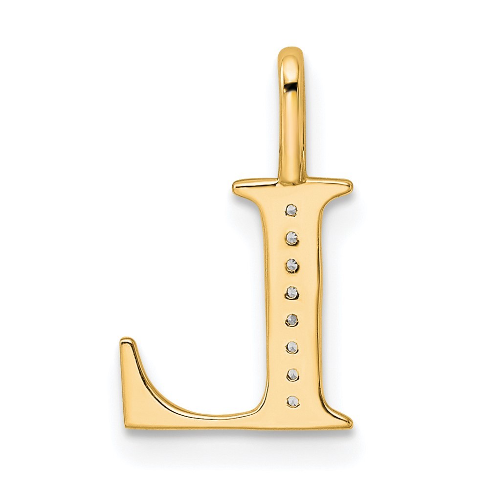 14k Yellow Gold Diamond Letter L Initial Pendant