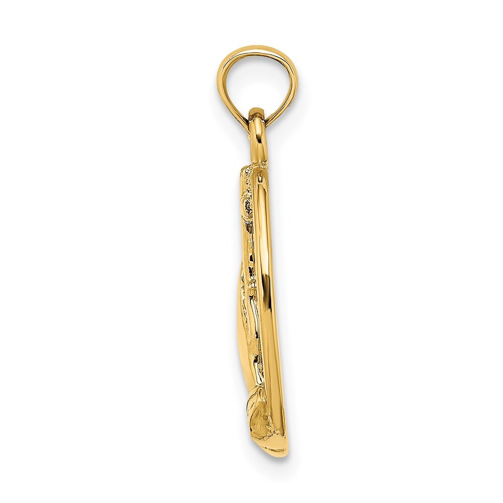 14k Yellow Gold Praying Hands and Cross In Oval Charm Pendant for Women