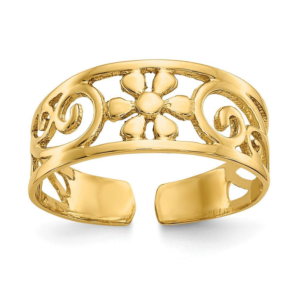 14k Yellow Gold Floral Toe Ring