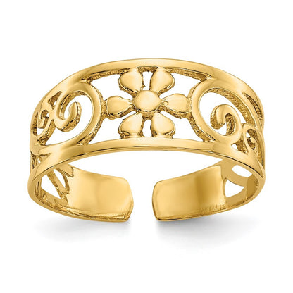 14k Yellow Gold Floral Toe Ring