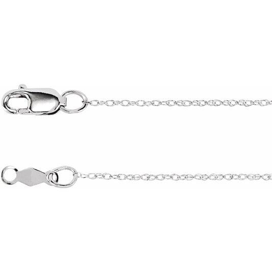 14k White Gold .75 mm Rope 18" Chain Necklace Fine Gift for Women