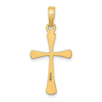 14k Yellow Gold Polished Beveled Tip Cross Charm