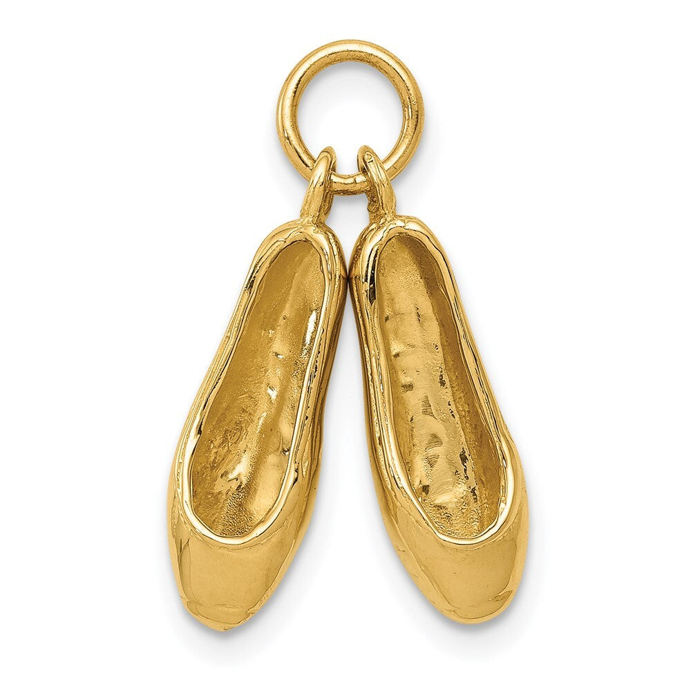 14k Yellow Gold 3D Ballet Slippers Charm Pendant for Women