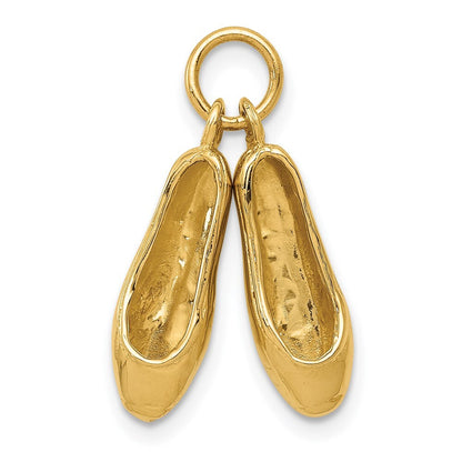 14k Yellow Gold 3D Ballet Slippers Charm Pendant for Women