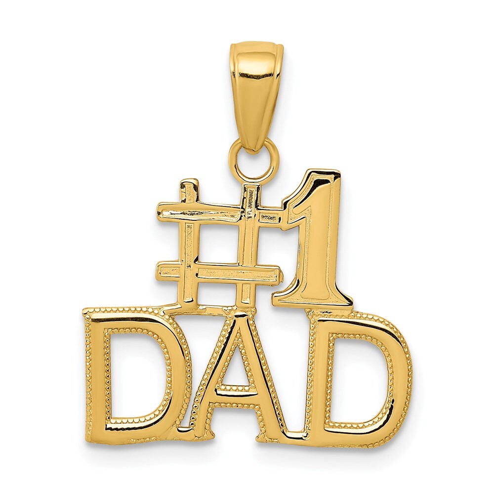 14k Yellow Gold #1 DAD Charm Pendant for Women