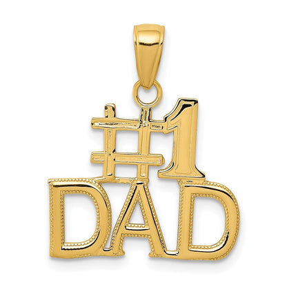 14k Yellow Gold #1 DAD Charm Pendant for Women